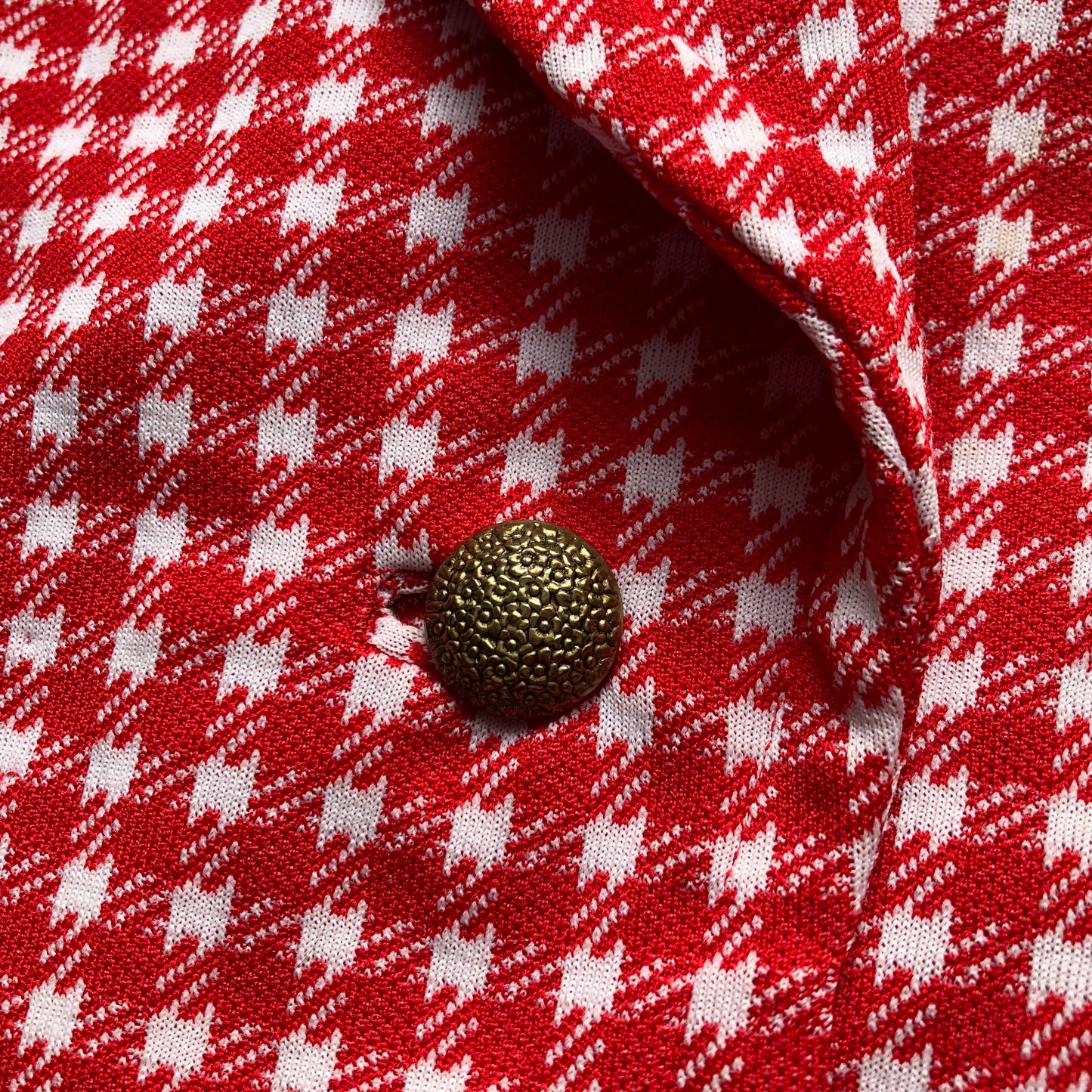 Vintage Homemade Women's Houndstooth Pattern Blazer with Gold Buttons