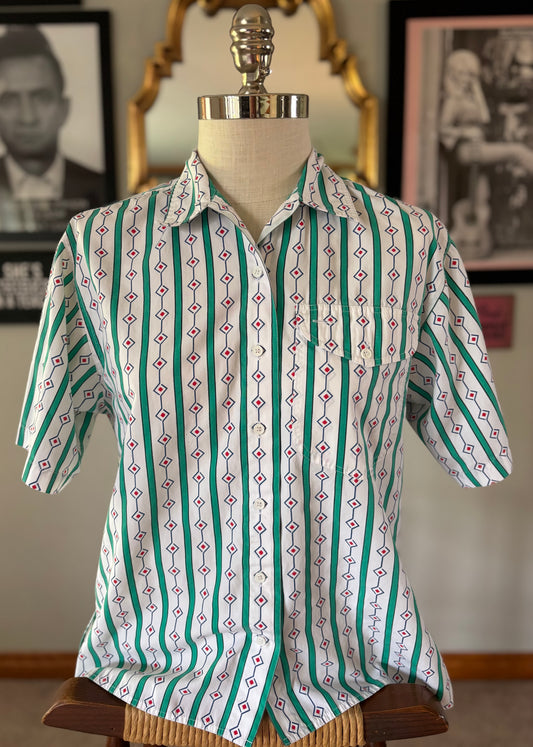 Vintage 90s Southwestern Geometric Button Up Shirt | Circle of Square | Western Inspired | Women’s Size 8