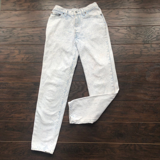 Vintage Women’s Levis 501 Hickory Striped Faded Jeans with Button Fly | Made in USA