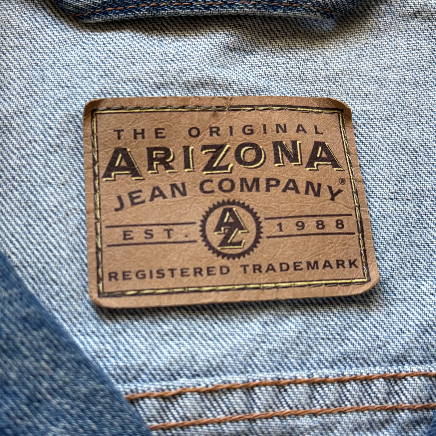 Vintage Western Arizona Denim Jacket with Tan Trim | Made in USA