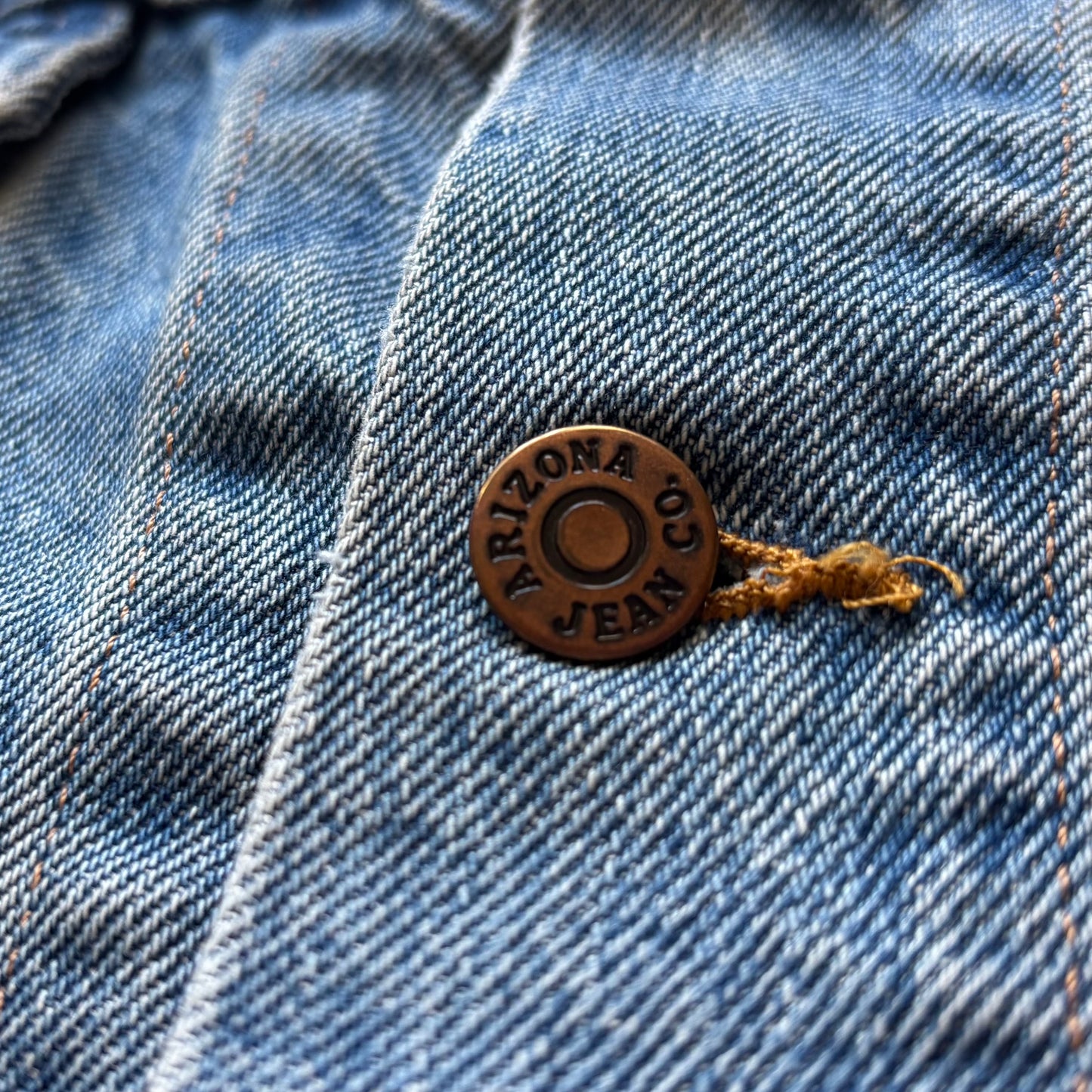 Vintage Western Arizona Denim Jacket with Tan Trim | Made in USA