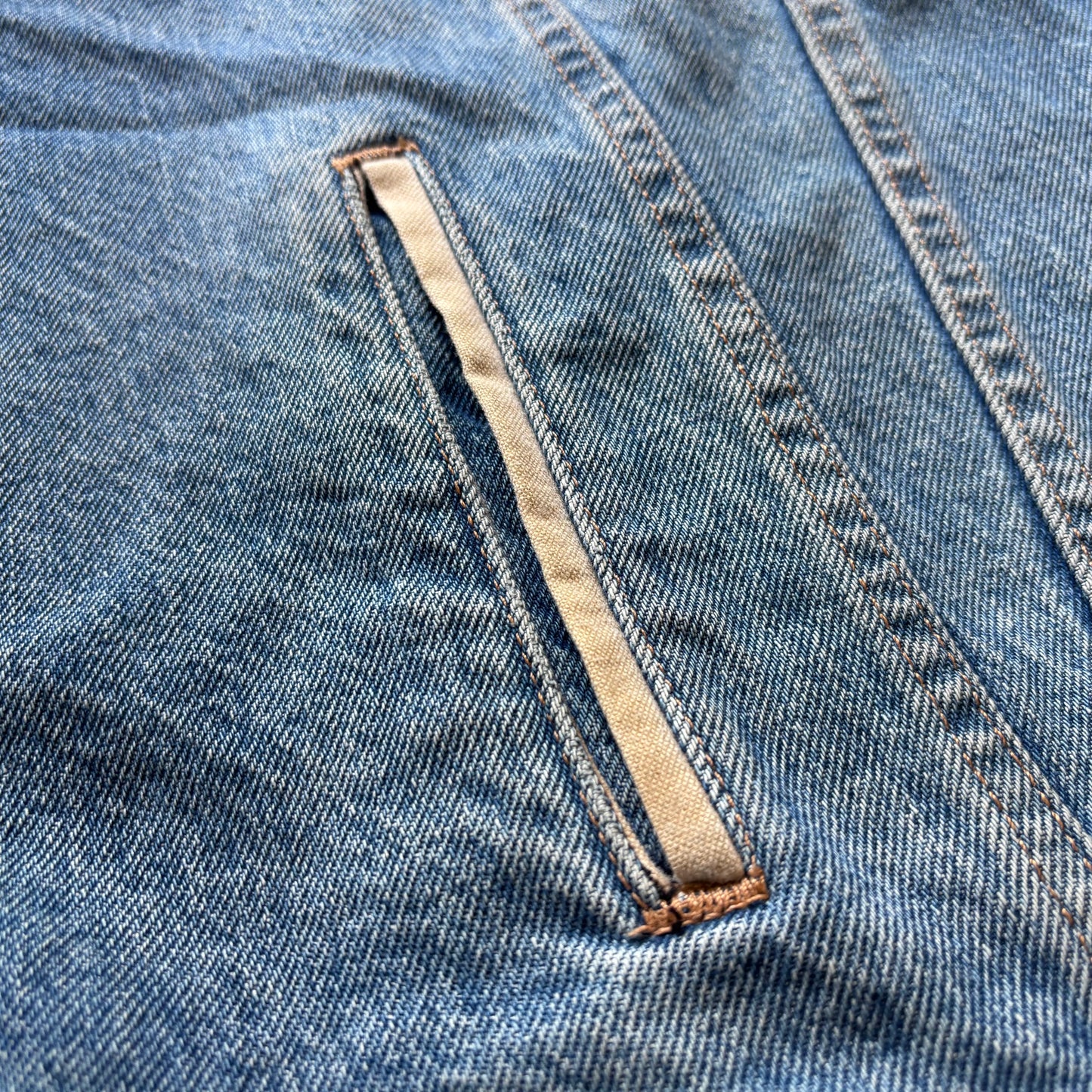 Vintage Western Arizona Denim Jacket with Tan Trim | Made in USA