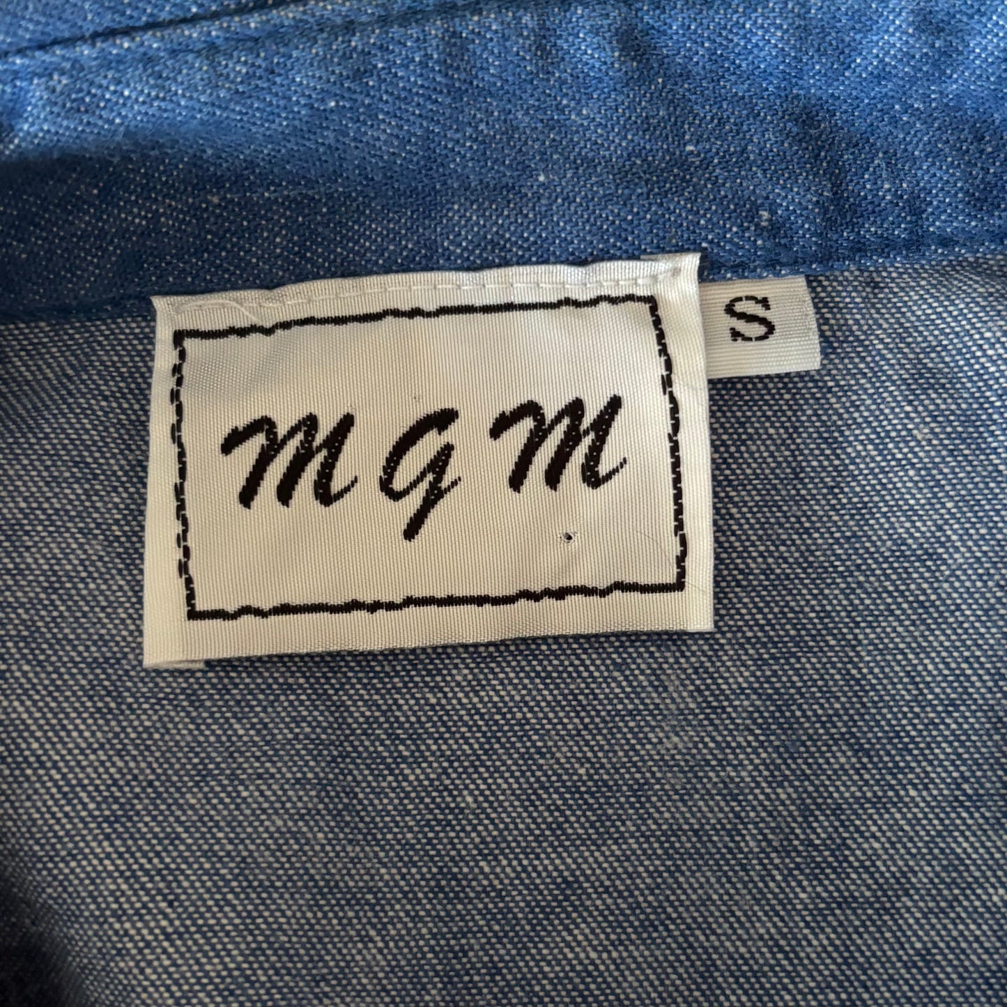 Vintage MGM Embroidered Roses Denim Western Pearl Snap Shirt | Faux Arrow Pockets