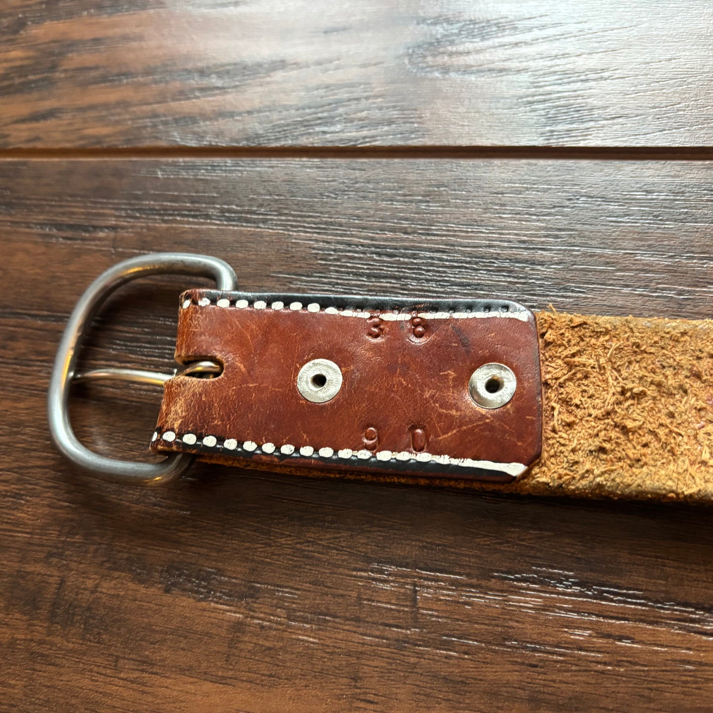 Vintage Hand-Tooled Leather Belt Featuring An American Eagle