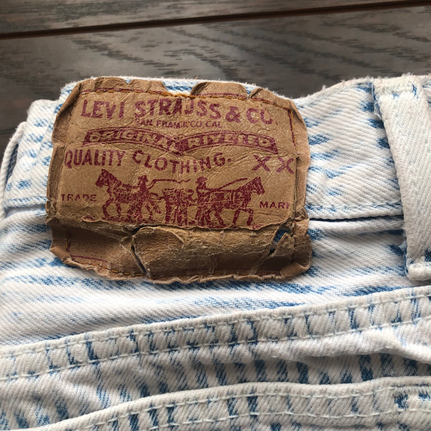 Vintage Women’s Levis 501 Hickory Striped Faded Jeans with Button Fly | Made in USA
