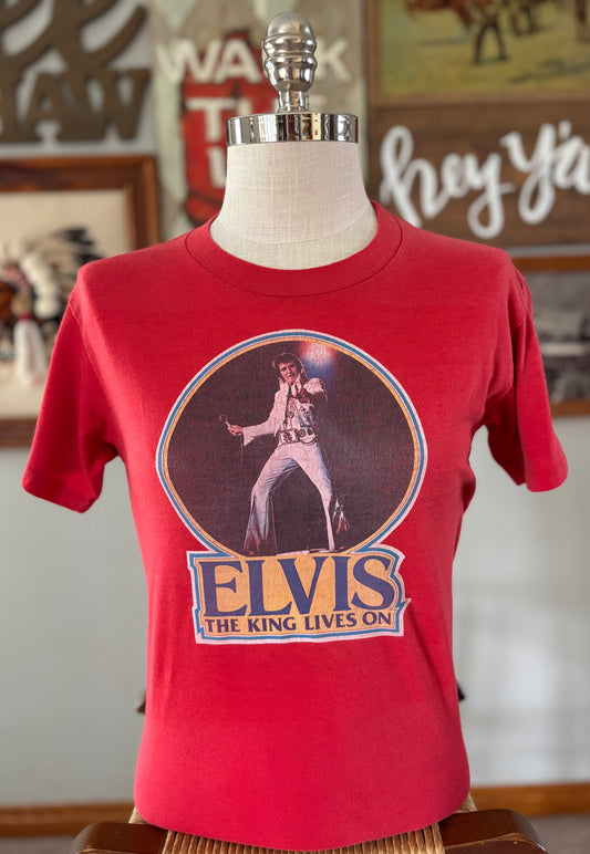 Vintage 1977 Elvis Presley “The King Lives On” T Shirt Single Stitch
