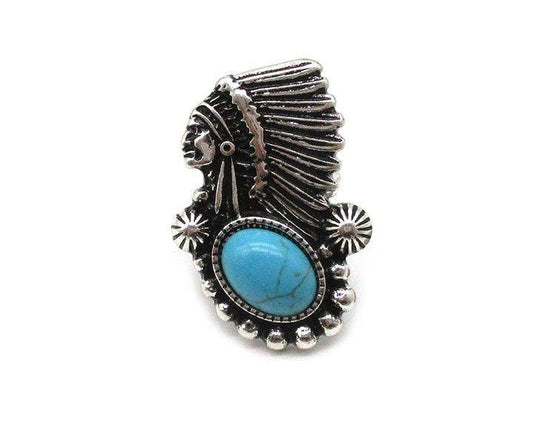 Western Indian Chief Turquoise Cuff Ring