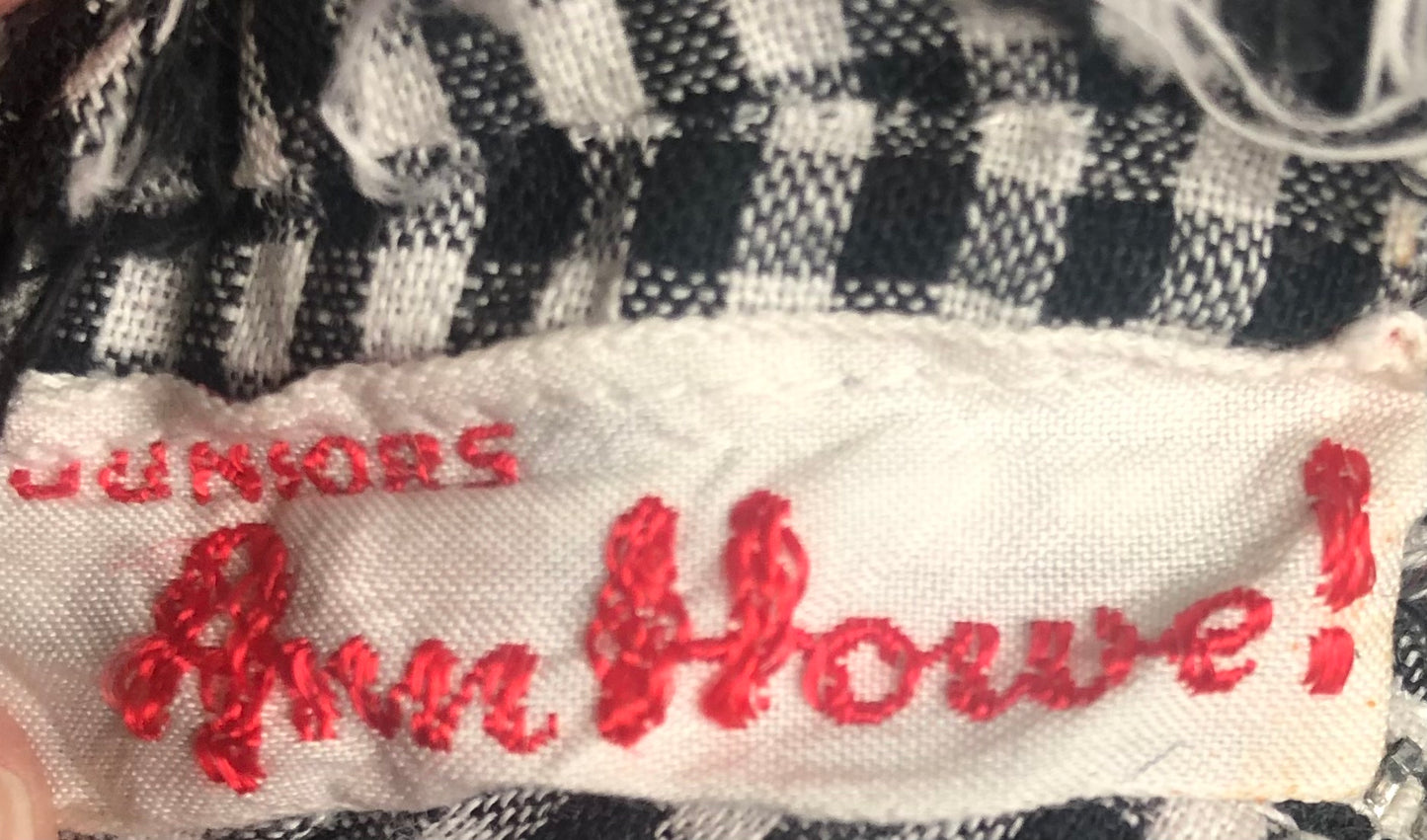 40’s Vintage Western Rockabilly Juniors Ann Howe! Black and White Gingham Dress with Matching Coat