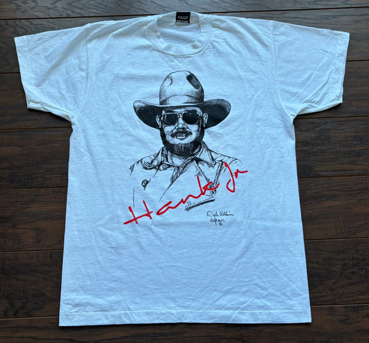 80’s Vintage Western Hank Williams Jr. Drawing by Dale Adkins Country Concert T-Shirt | Screen Stars Best