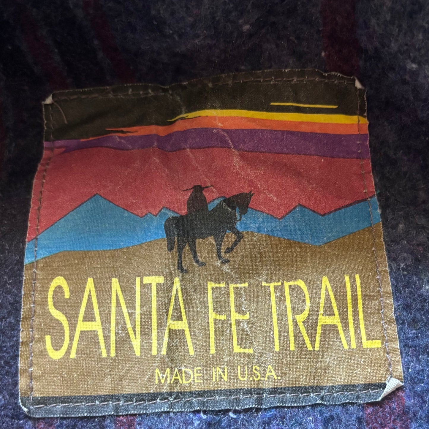 Vintage 90s Santa Fe Trail Southwestern Bomber Jacket XL Made USA Aztec Blanket Lined Teal Western Ranch Coat