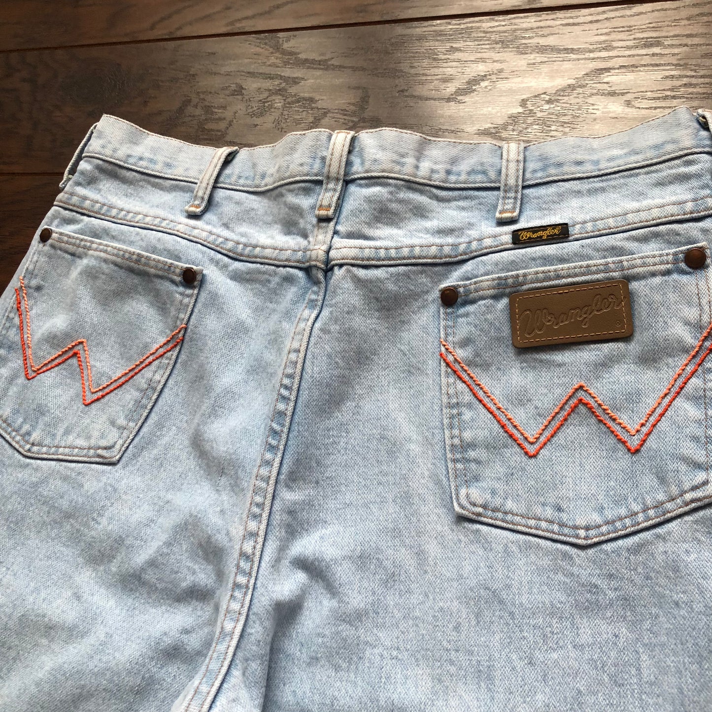 80’s Vintage Western Wrangler Light Wash Jeans with A Pop of Color Embroidery | Made in USA