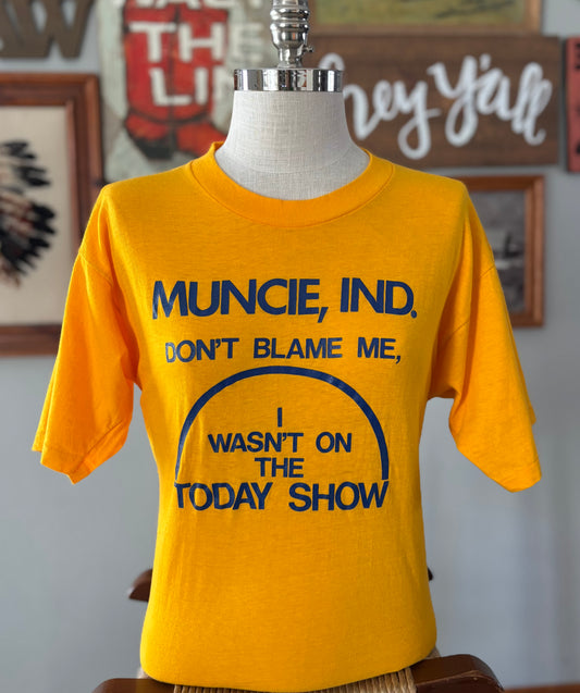 80’s Vintage Muncie Indiana T-Shirt Funny Slogan Today Show Novelty