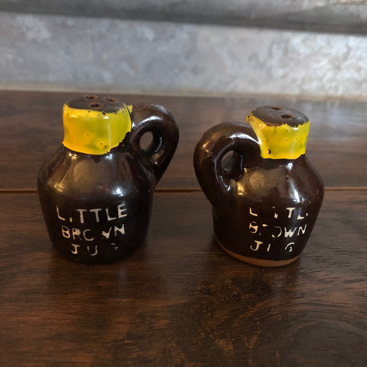 Mid Century Modern Ceramic Donkey with Cart and Little Brown Jugs Salt and Pepper Shakers | Made in Japan