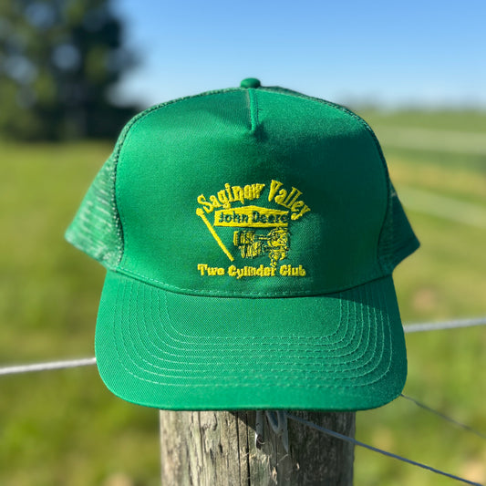 Vintage John Deere Two Cylinder Club Trucker Hat Southern Pullers Green Snapback Cap