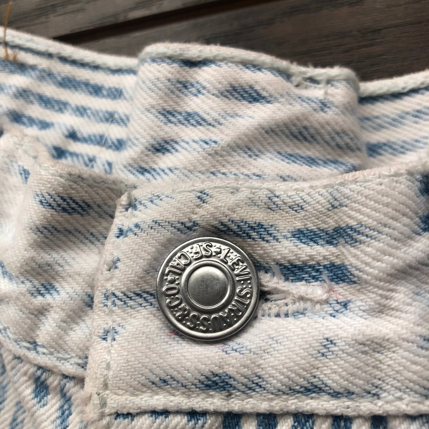 Vintage Women’s Levis 501 Hickory Striped Faded Jeans with Button Fly | Made in USA