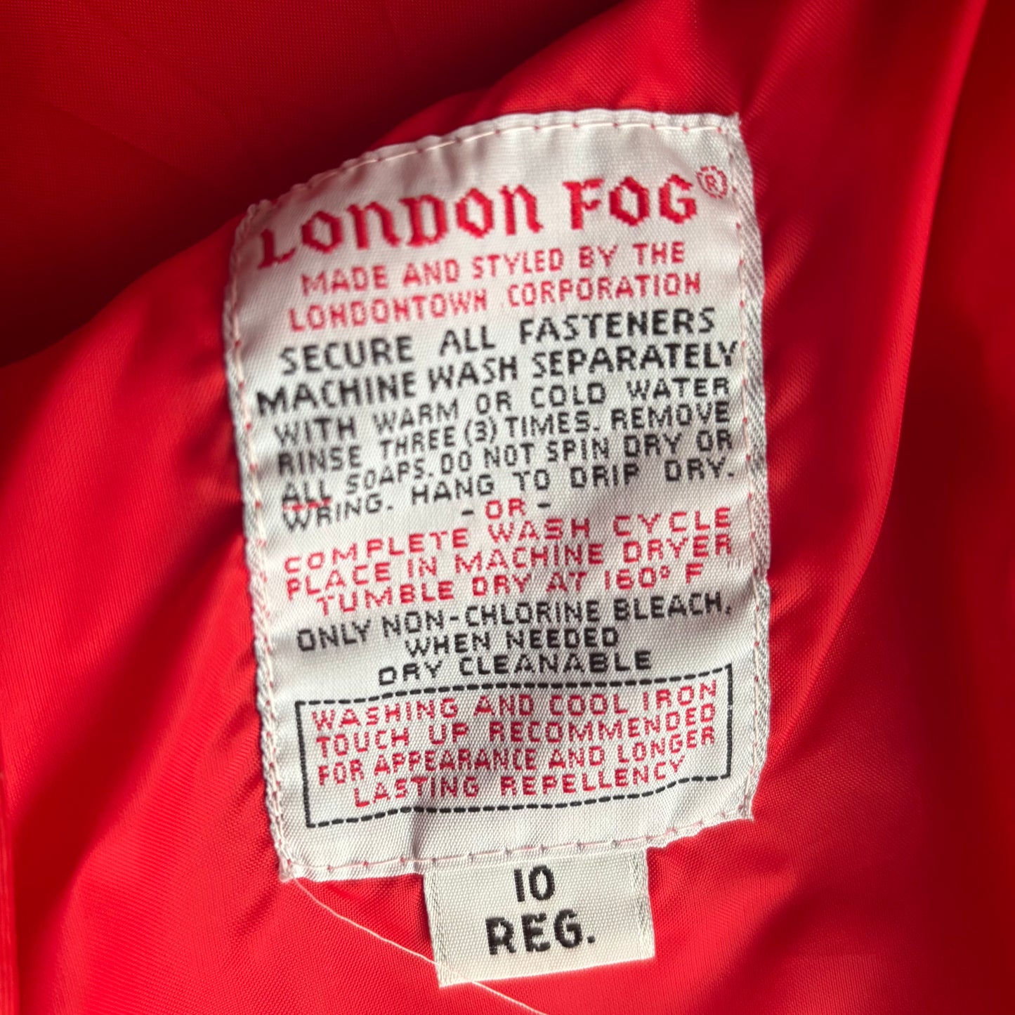 Vintage London Fog Red Jacket Womens Size 10 Reg Coat Outerwear Bright Red Lightweight Jacket Classic London Fog