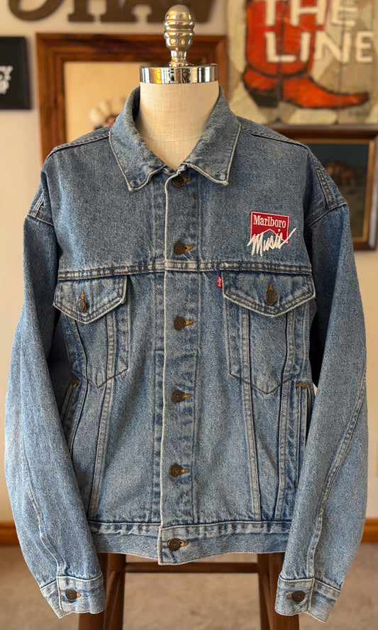 Vintage 1990s Levi’s Marlboro Music Denim Trucker Jacket USA Made | Marlboro Promo Levi Jacket