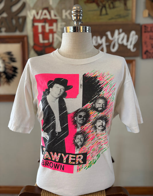 1989 Vintage Sawyer Brown Country Band Tee Neon Graphic Fruit of the Loom Made in USA Large