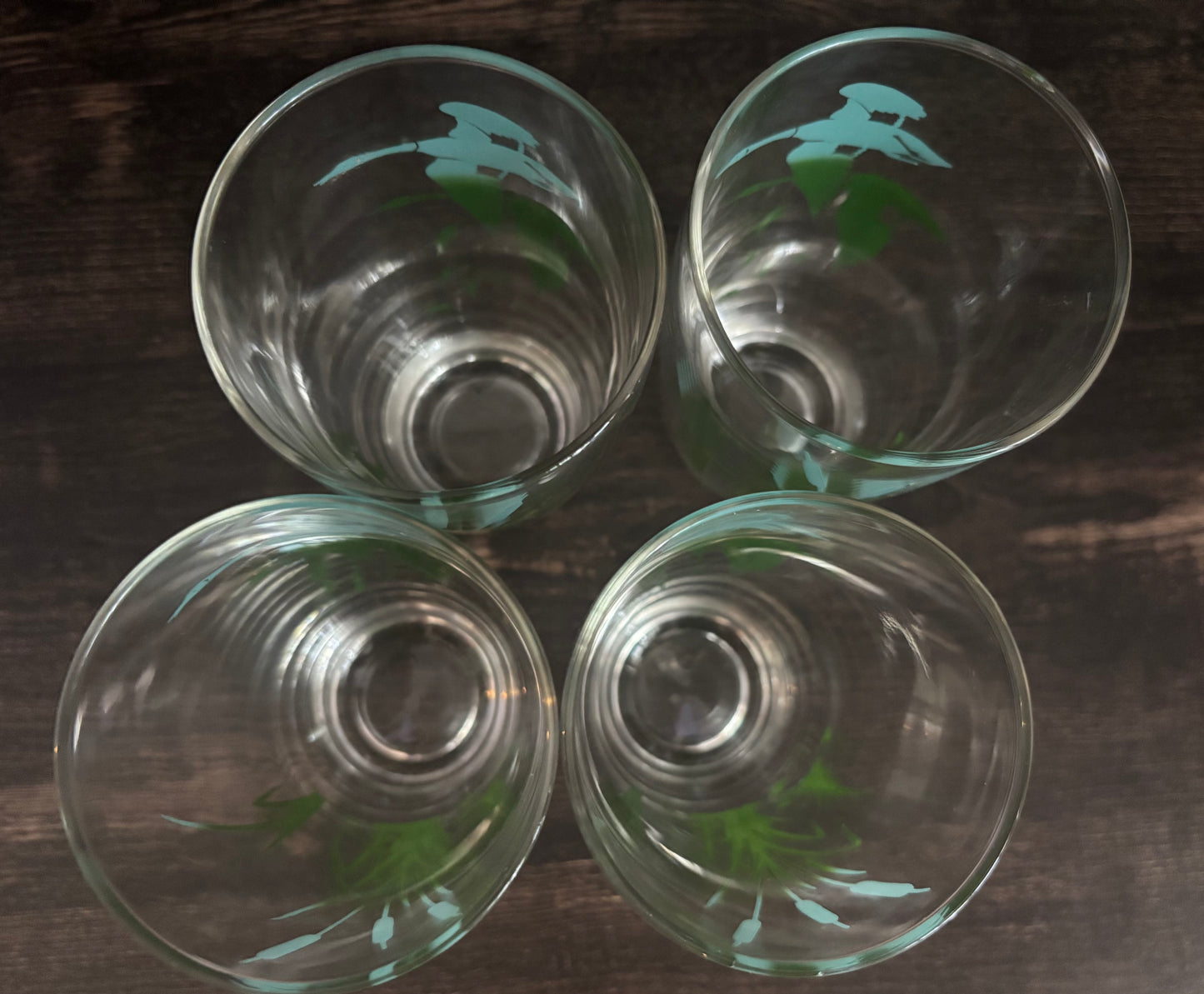 Vintage Flying Geese Drinking Glasses Set of 4 | Mid Century Waterfowl Tumblers | Cattails & Marsh Scene Barware