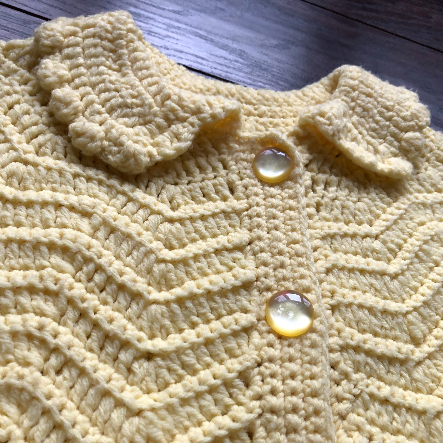60's/70's Yellow Knitted Button Down Cape Poncho