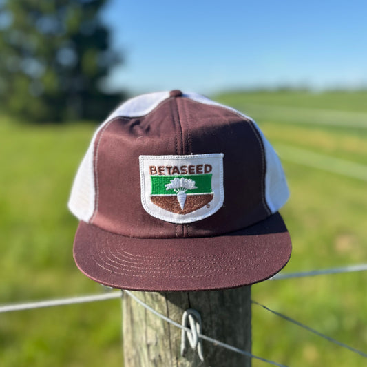 Vintage Betaseed Trucker Hat Brown White Mesh Snapback Farm Advertising Cap Agricultural Seed Company Farmcore USA