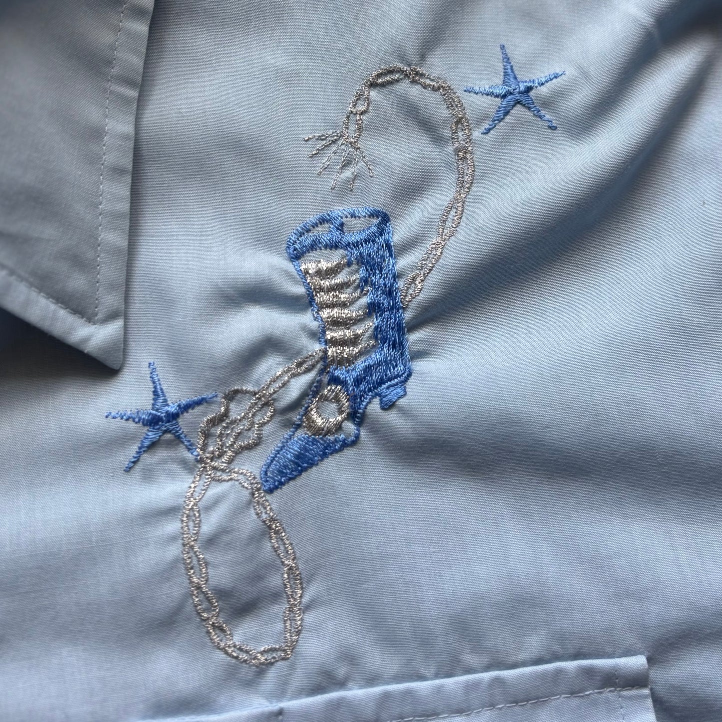 80’s Vintage Western Men’s Border Town Shirt with Embroidered Yokes and Snap Buttons