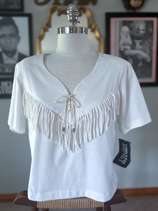 Vintage Women’s Y2K Impact Fringe Western Top Deadstock NWT Made in USA