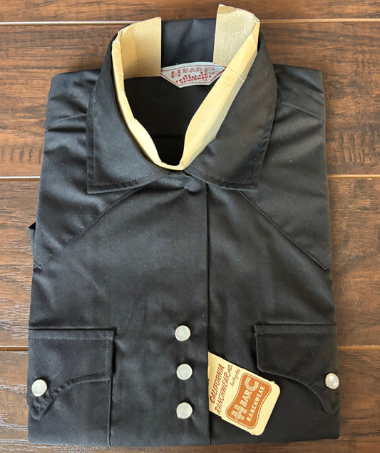 Vintage H Bar C Women’s Western Shirt Deadstock Black Pearl Snap Shirt 1960s Ranchwear California Ranchwear NOS