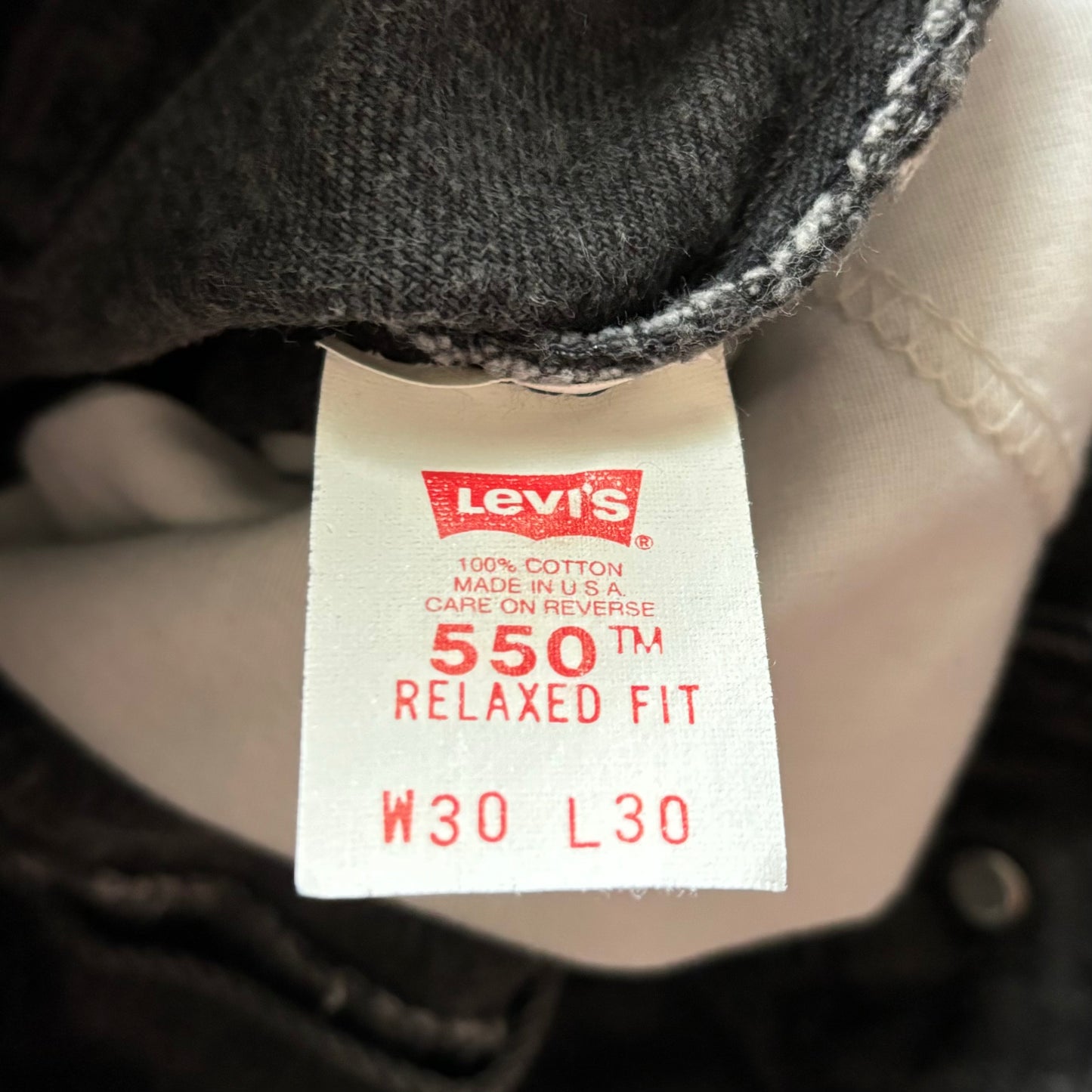 Vintage Western Black Levi’s 550 Orange Tab Jeans with Hand Embroidered Pockets | Made in USA