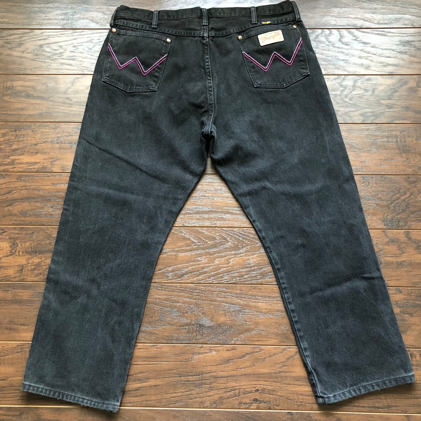 Vintage Western Black Wrangler Jeans with Hand Embroidered “W’s”