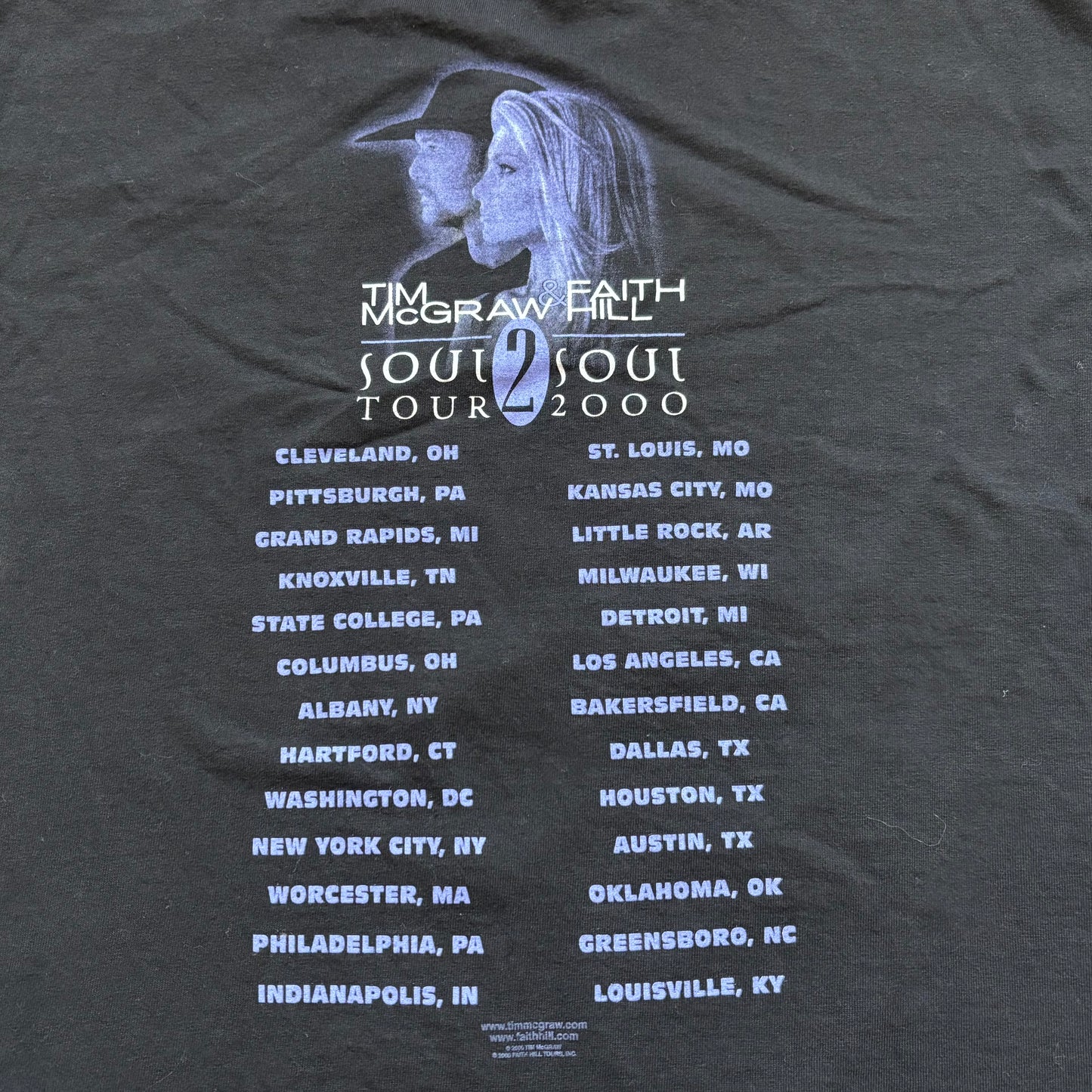 2000 Vintage Western Tim McGraw & Faith Hill “Soul 2 Soul Tour” Country Concert T-shirt