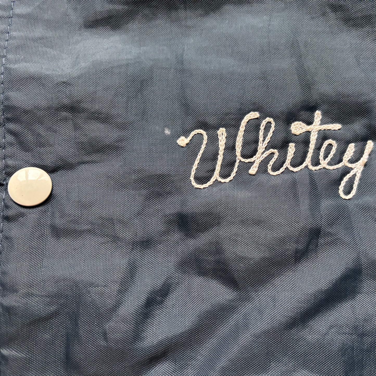Vintage Men’s Butwin Nylon Bomber Jacket “Whitey” front Communications Workers of America Local 4101 Bay City, MI | Made in USA-Union Made