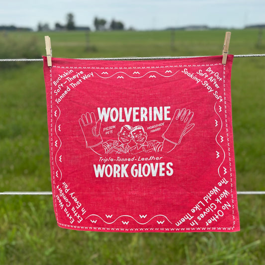 1950’s Vintage Wolverine Work Gloves Advertising Handkerchief