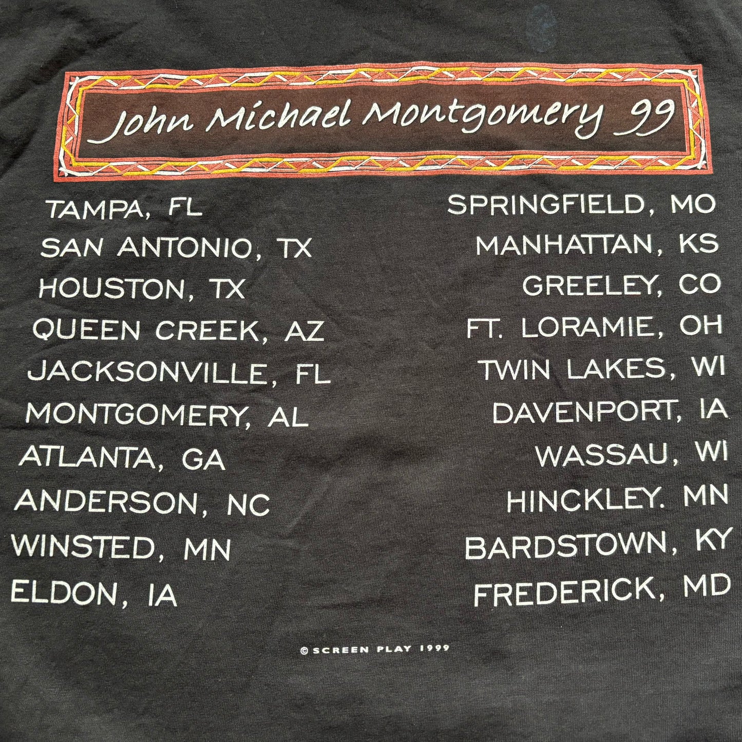 1999 Vintage Western John Michael Montgomery Country Concert Tour T-Shirt