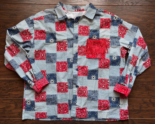 Vintage Western Men’s Handmade Rockabilly Square Dancing Shirt with Trim