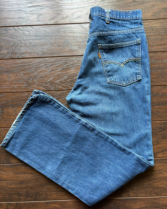 Vintage Western Levi’s Orange Tab Jeans with Hand Embroidered Pockets