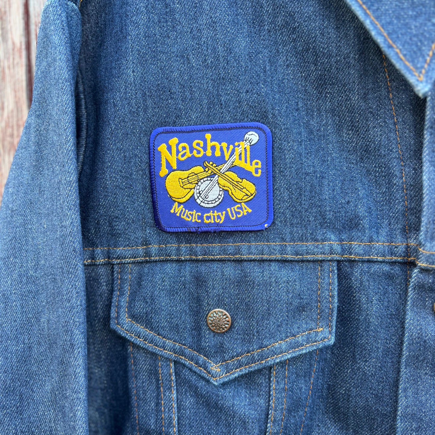 70’s Vintage Western Denim Jacket with Nashville And Jane Patches
