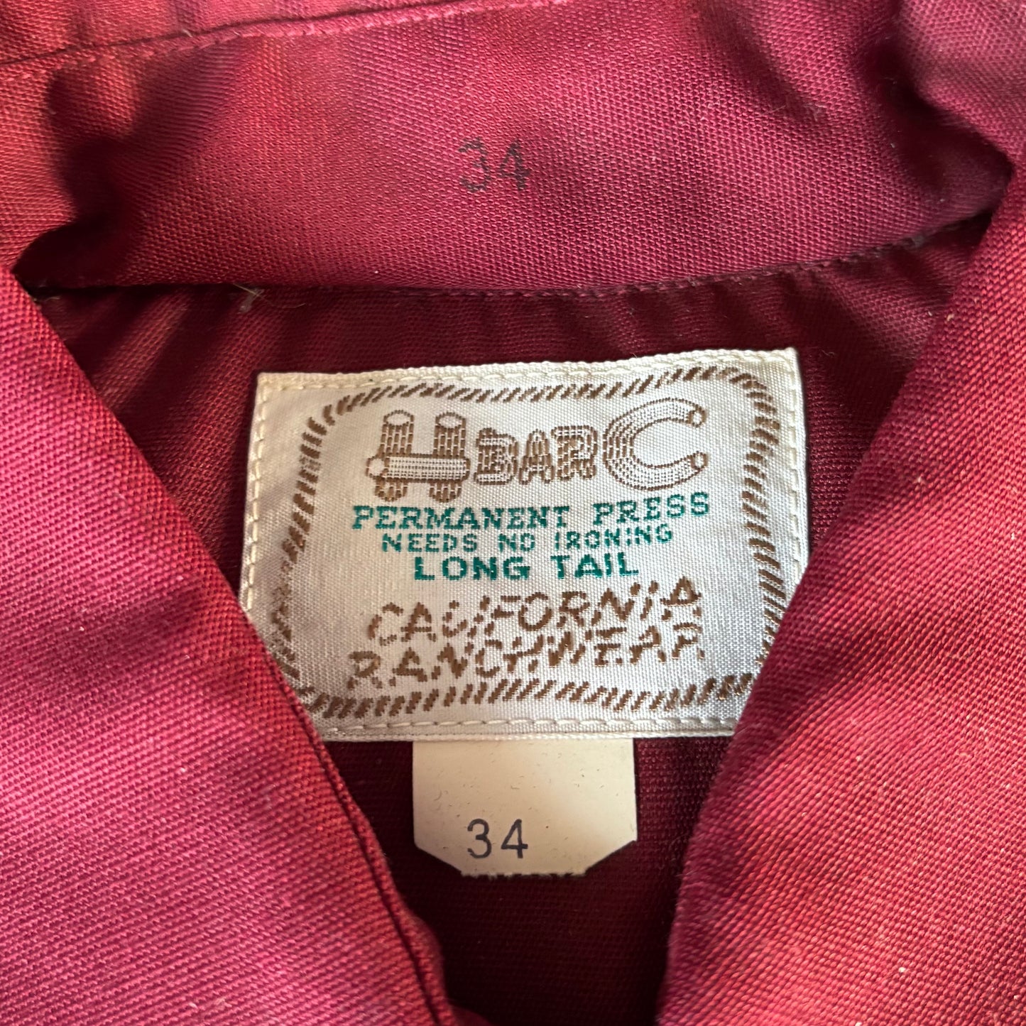 1960s H Bar C Western Shirt NOS Ladies Permanent Press Shirt 60s 70s Burgundy Western Blouse Deadstock California Ranchwear