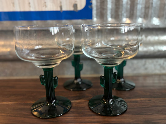 Vintage Southwestern Libbey Cactus Margarita Glasses | Set of 4