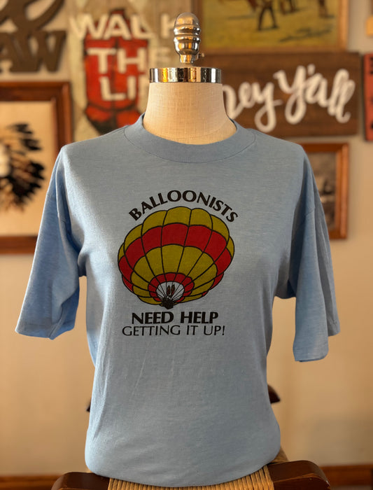 Vintage 1970s Balloonist T Shirt | Funny Double Entendre Graphic Tee | Made in USA 50/50 Blend | Hot Air Balloon Festival Shirt