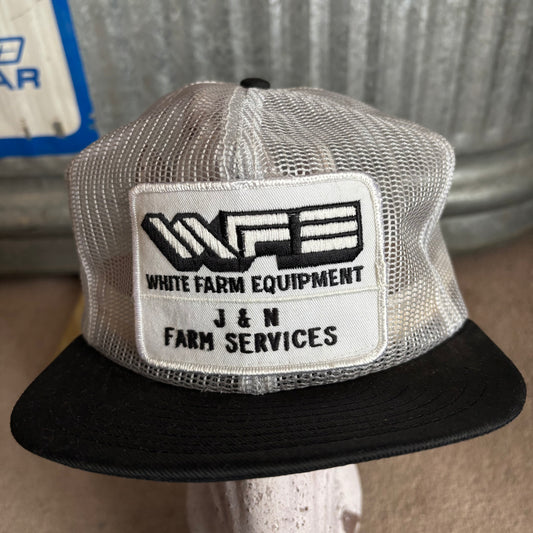 Vintage White Farm Equipment J & N Farm Services Snapback Trucker Hat | Made in the USA