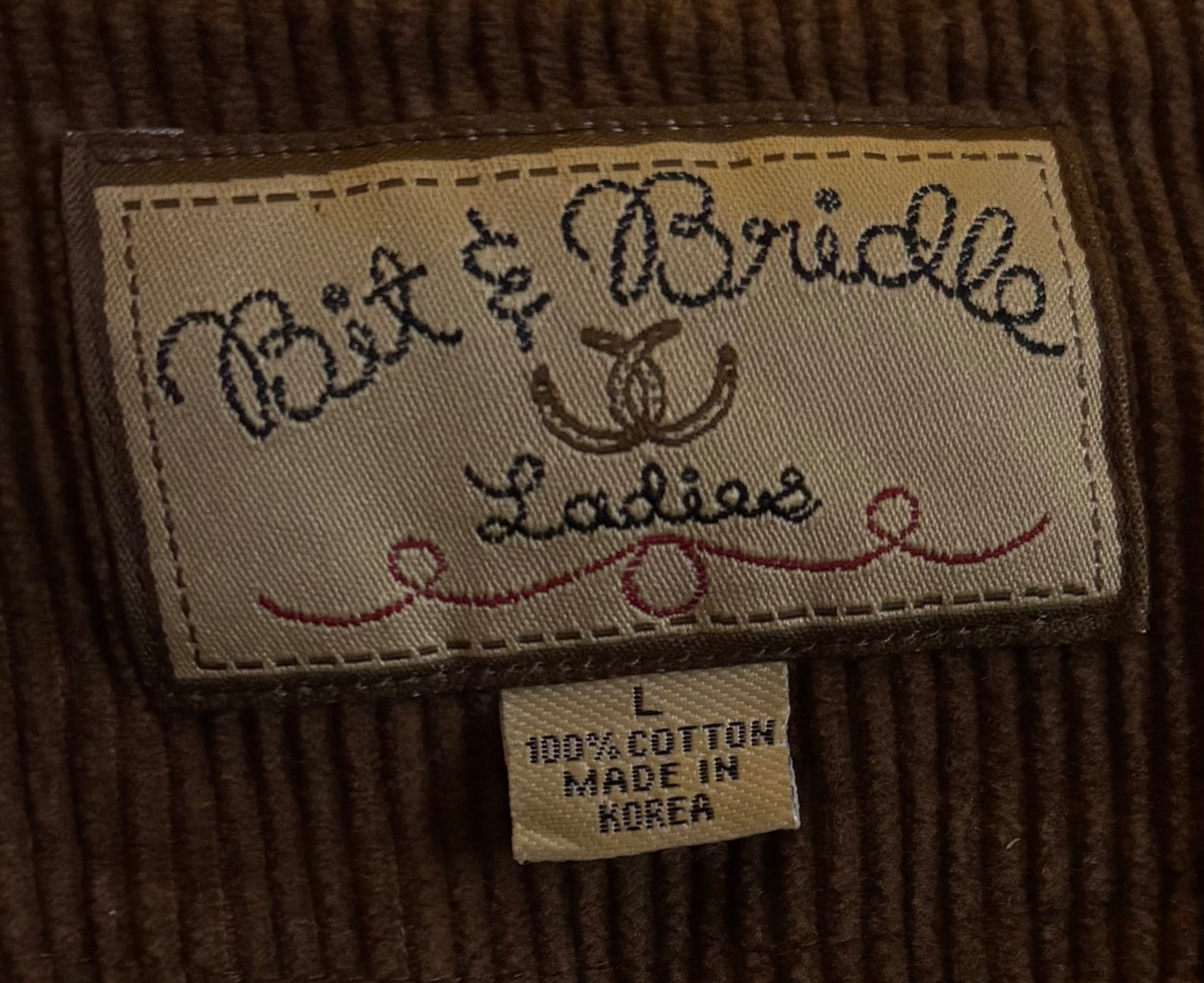 Vintage Western Bit & Bridle Ladies Chore Jacket with Horses and Corduroy Trim | Made in Korea