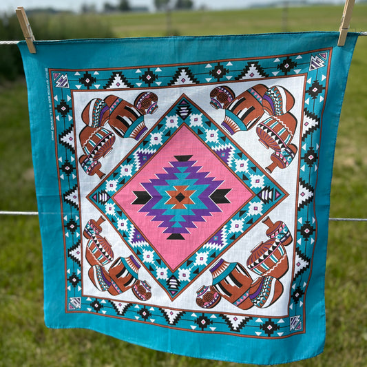 Vintage Native American Pottery Bandana | Made in USA