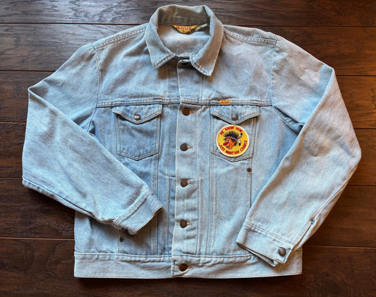 Vintage Western Rustler Denim Trucker Jacket with Vintage Patch | Made in USA