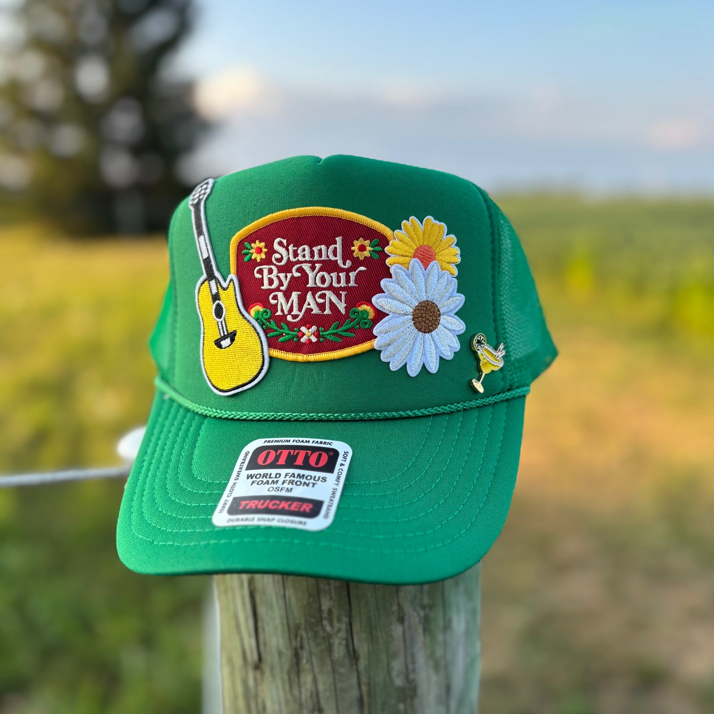 Cutomized Western “Stand By Your Man” Otto Trucker Hat with Patches Enamel Pin