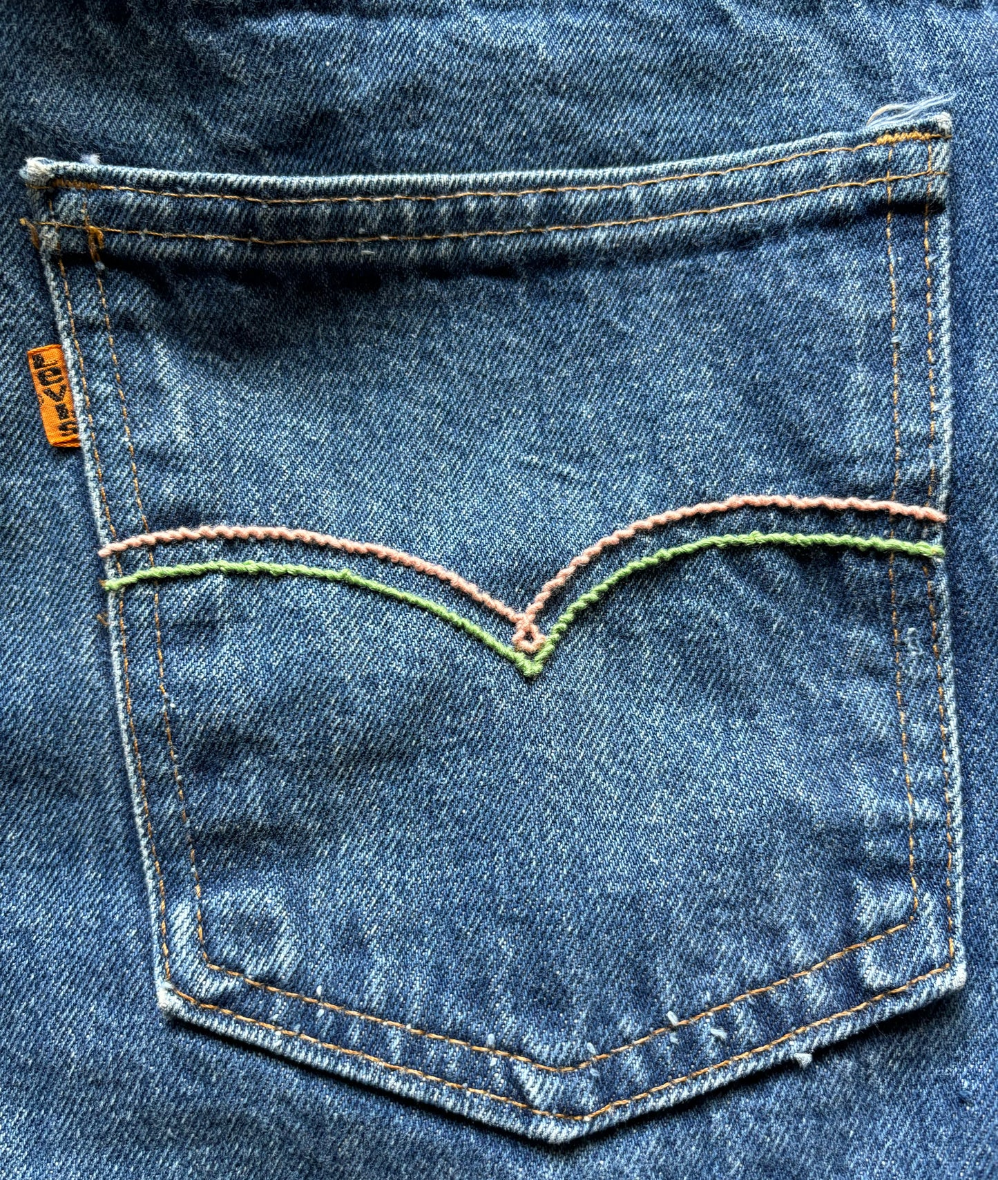 Vintage Western Levi’s Orange Tab Jeans with Hand Embroidered Pockets