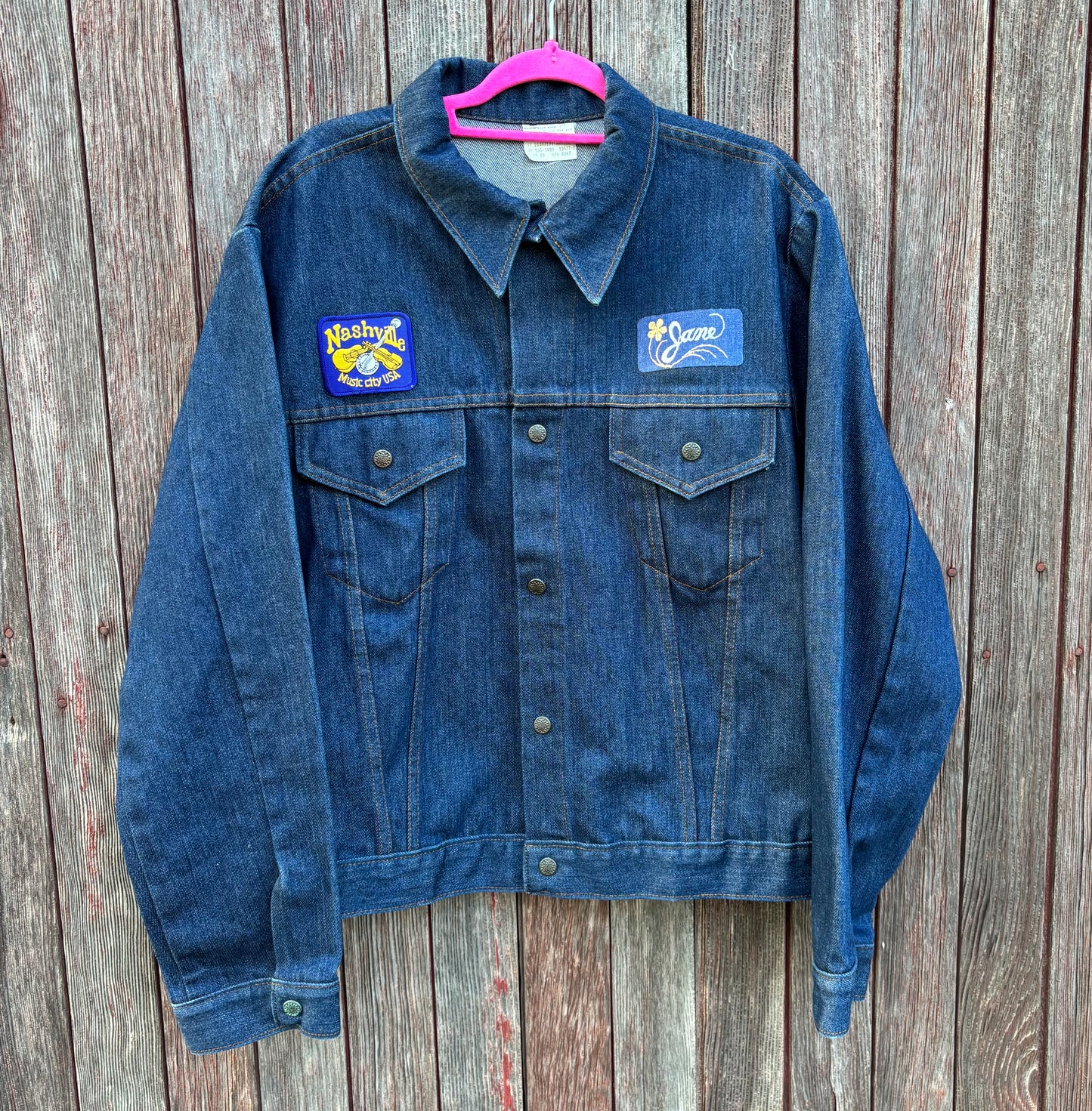 70’s Vintage Western Denim Jacket with Nashville And Jane Patches