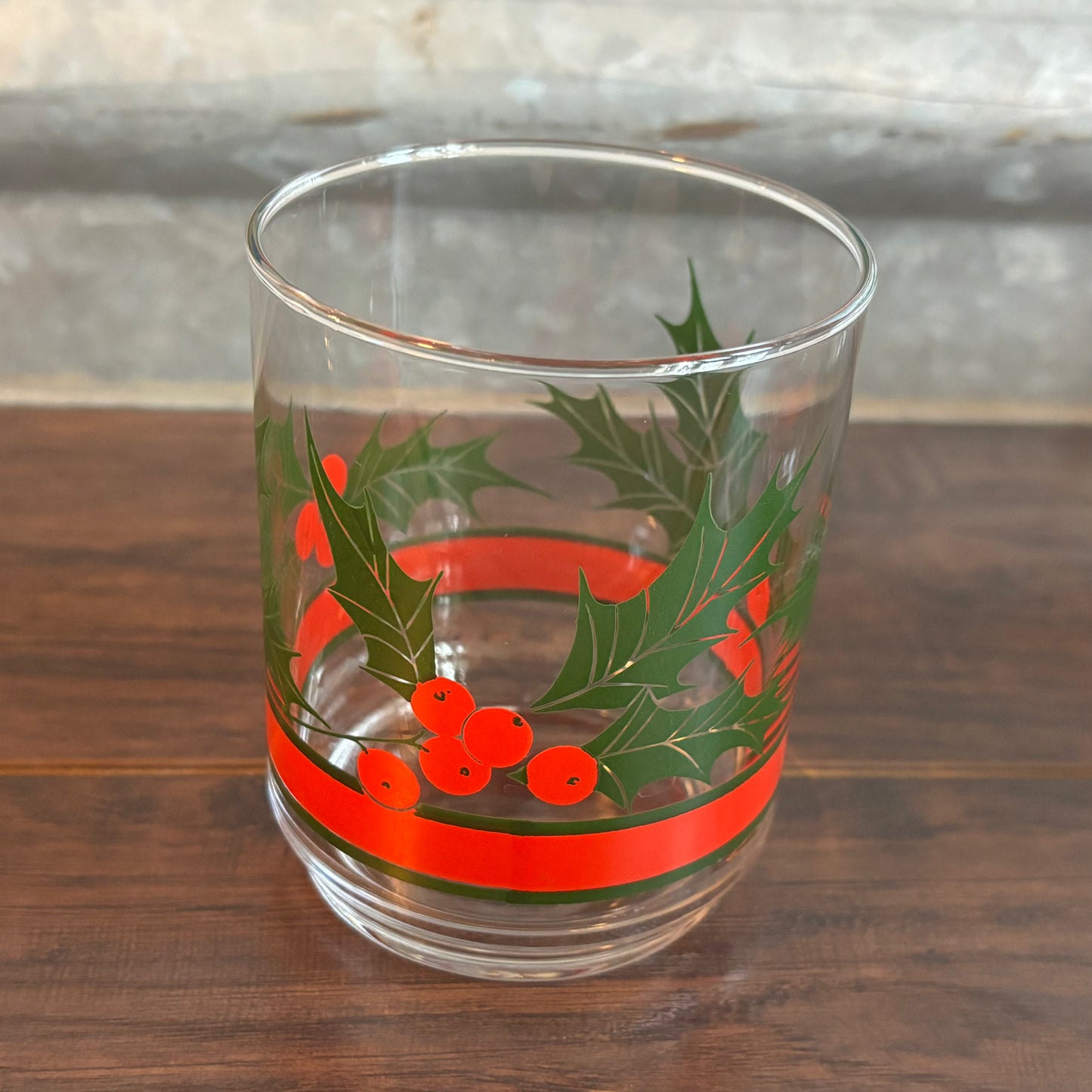 Vintage Libbey Holly Berries Low Ball Glassware | Set of 8
