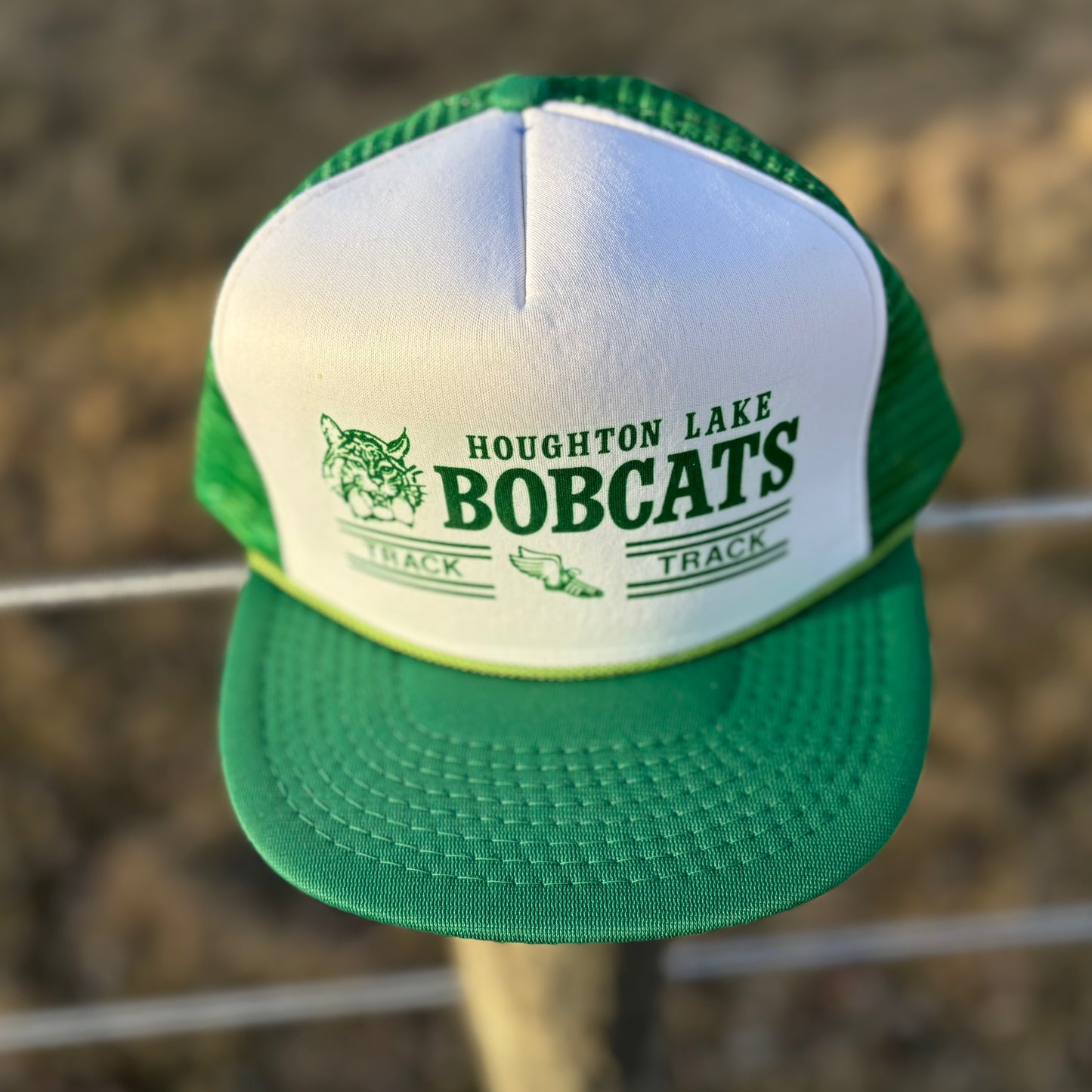 80’s Vintage Houghton Lake Bobcats Track Snapback Trucker Hat | Made in the Taiwan R.O.C.