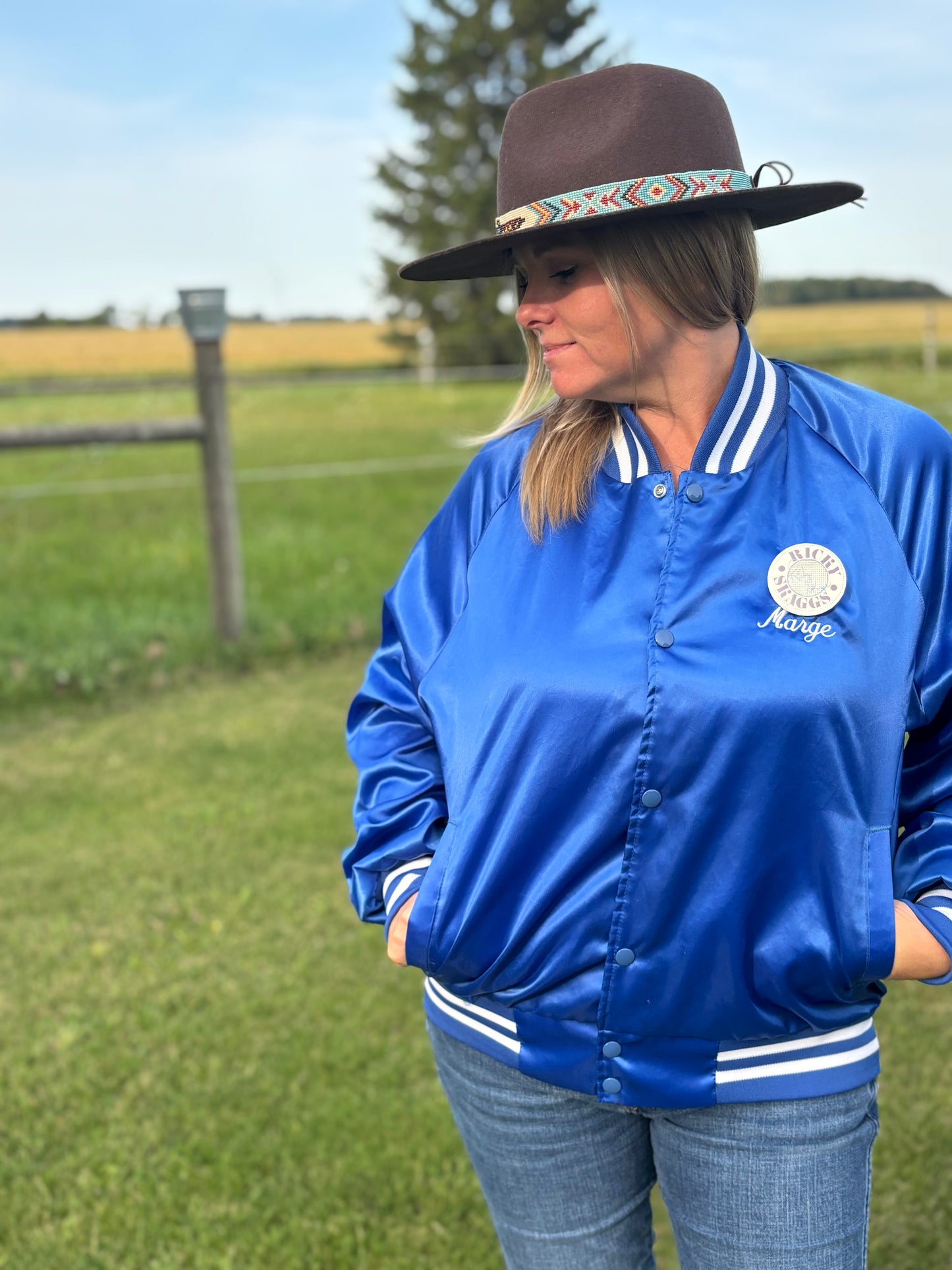 90’s Vintage Western Ricky Skaggs & Kentucky Thunder Country Concert Bomber Jacket-RARE
